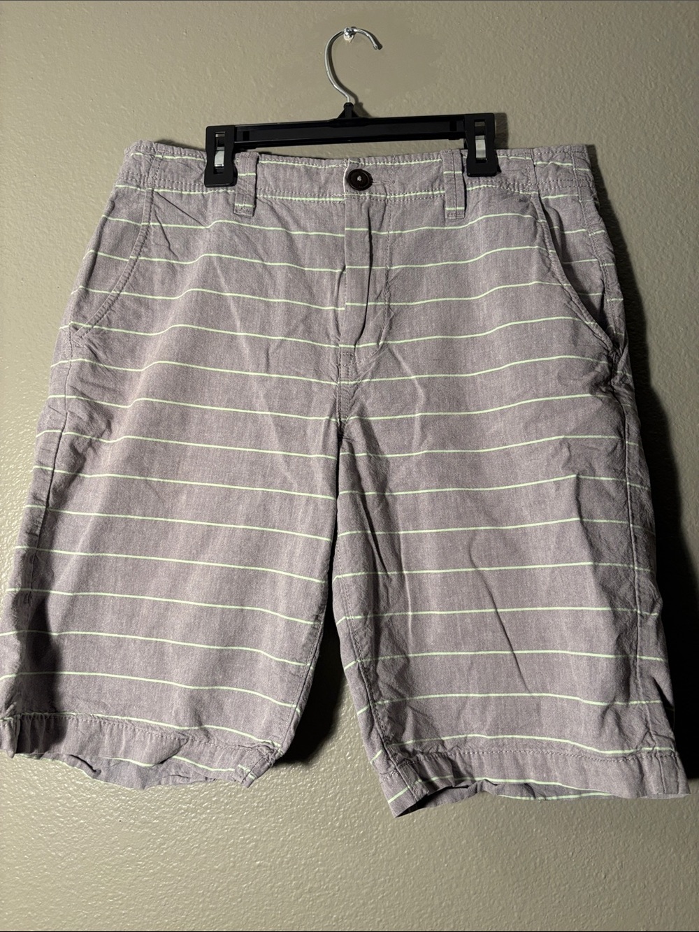 American Eagle Outfitters Gray Pinstripe Flat-Front Shorts